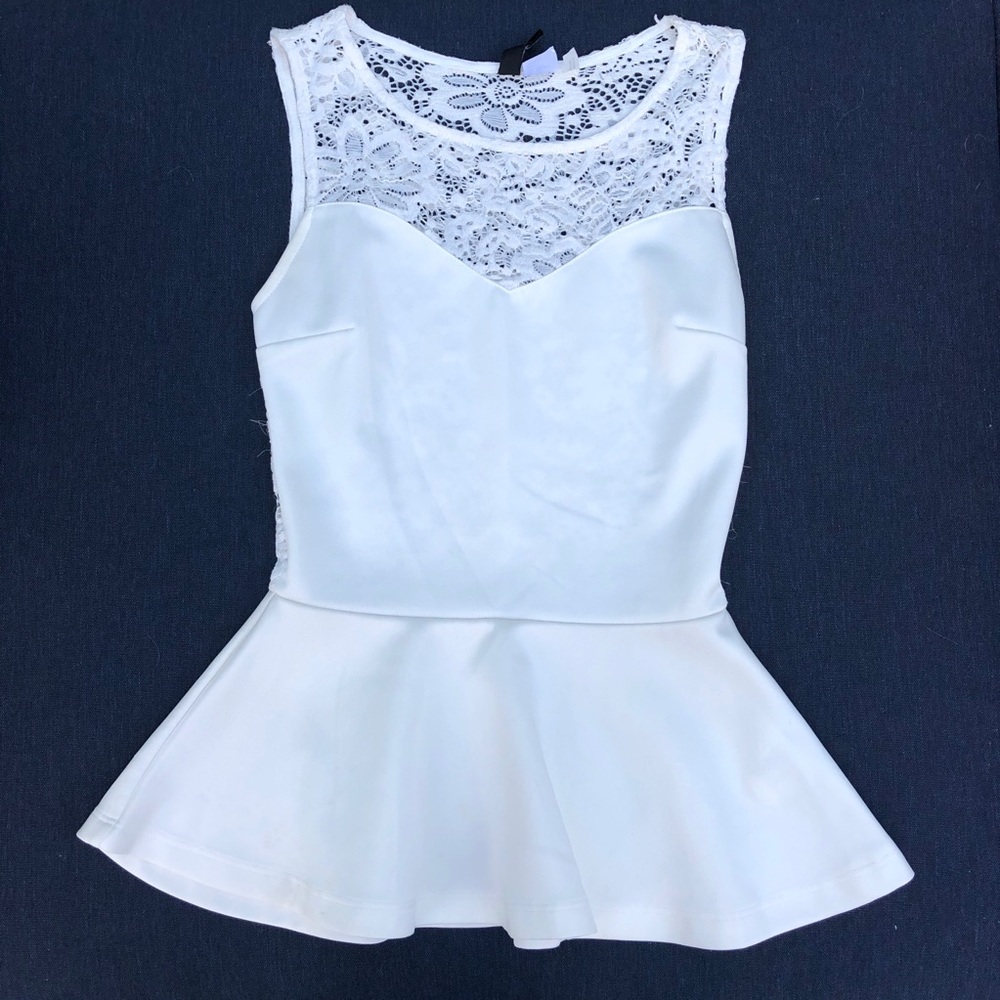Peplum lace back top